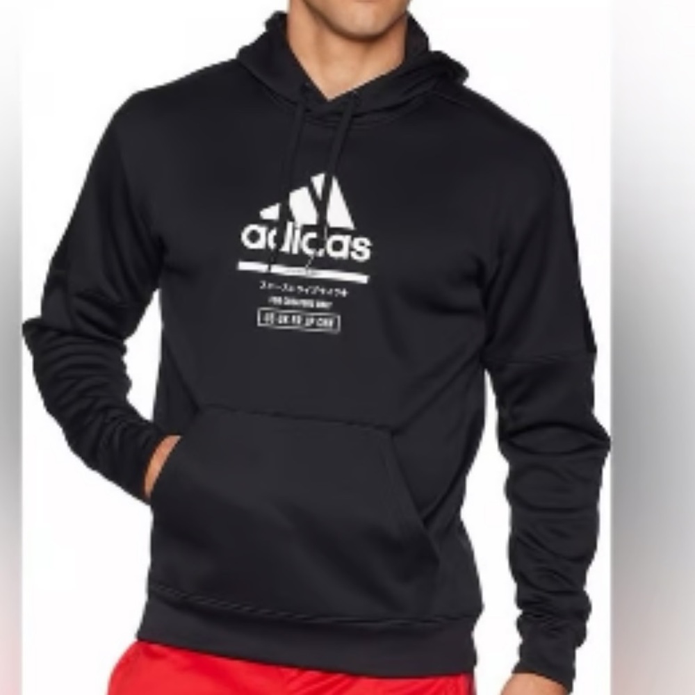 Adidas men’s “For creators only” black & white dri-fit hoodie